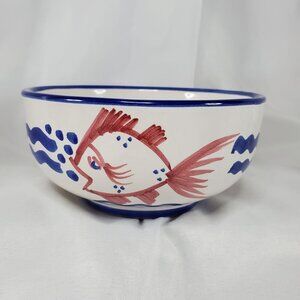 VTG Solimene Vietri Italian Ceramic Fish Bowl Hand painted Nautical Decor RARE